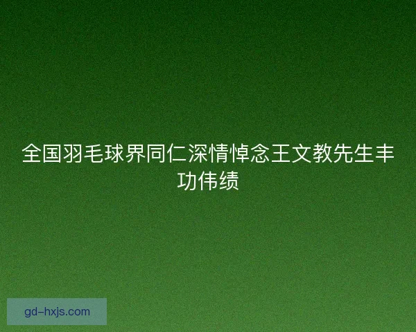 全国羽毛球界同仁深情悼念王文教先生丰功伟绩