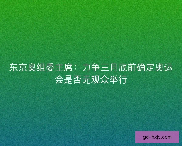 东京奥组委主席：力争三月底前确定奥运会是否无观众举行