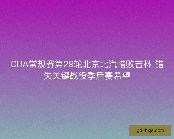 CBA常规赛第29轮北京北汽惜败吉林 错失关键战役季后赛希望
